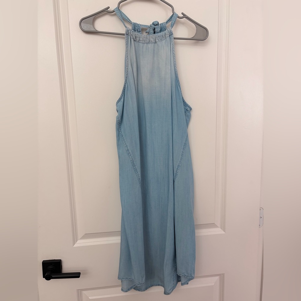 Cloth and Stone Light Blue Halter Neck Dress